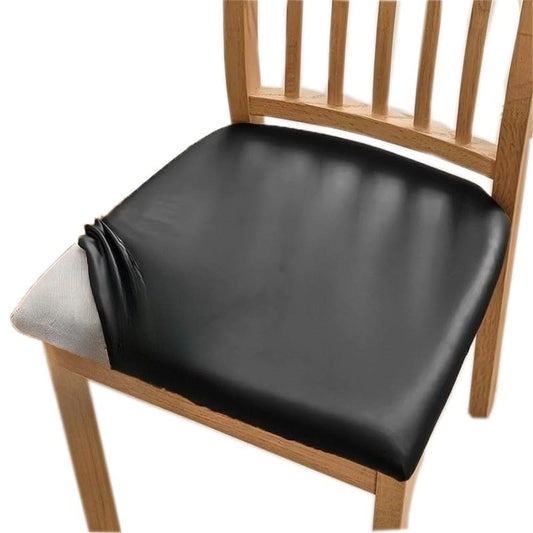 Black waterproof stretch dining chair seat cushion cover with smooth finish