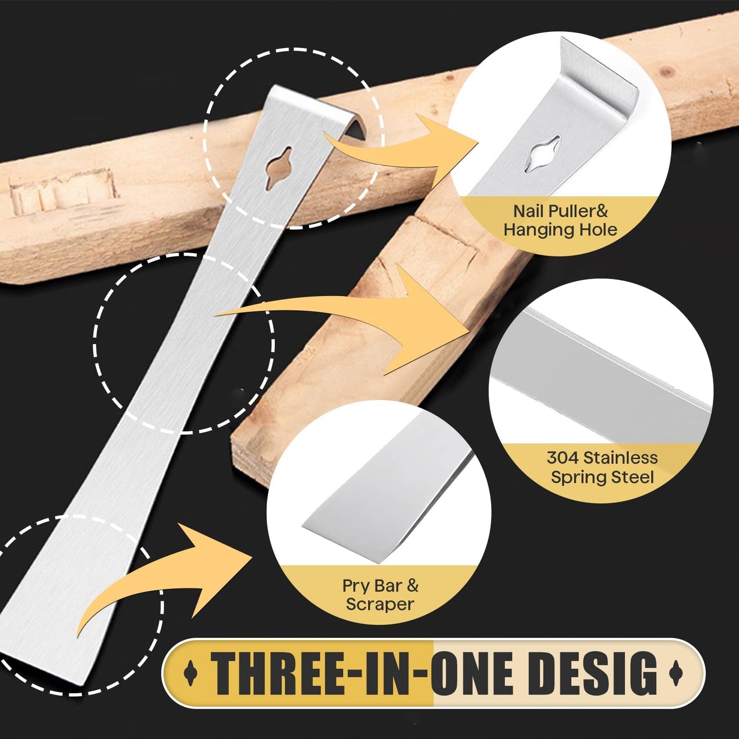 4-Piece Stainless Steel Pry Bar Scraper Set, Trim Puller, Small Flat Pry Bar, Silver Beekeeping Hive Scraper, Bee Hive Hand Tool,
