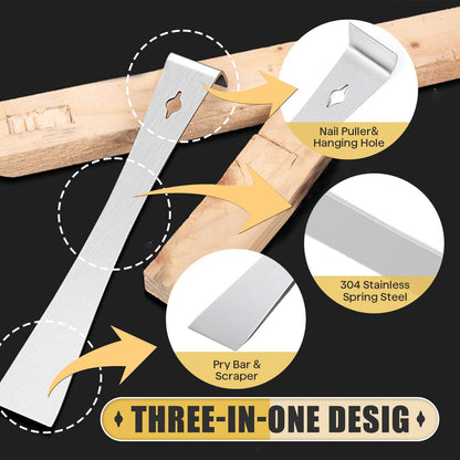 4-Piece Stainless Steel Pry Bar Scraper Set, Trim Puller, Small Flat Pry Bar, Silver Beekeeping Hive Scraper, Bee Hive Hand Tool,