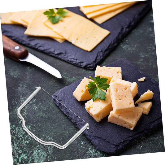 Stainless steel wire cheese slicer with long handle bar, paired with cutter wire