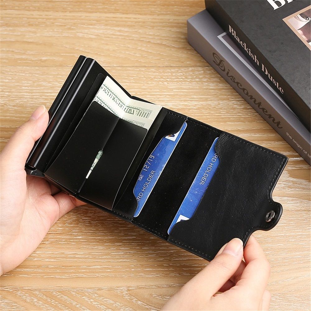 Ultra-thin wallet secure credit card wallet Credit Card Holders, Auto Pop up Travel Thin Wallets for Men (black)