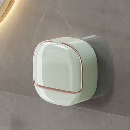 2 pack Adhesive Soap Holder for Shower Wall with Drainage Box, Waterproof Shower Bar Soap Holder Tray, Bathroom Stick on Soap Dish Wall Mounted,Kitchen Bath Hand Skin Soap Caddy Organizer,Light Green