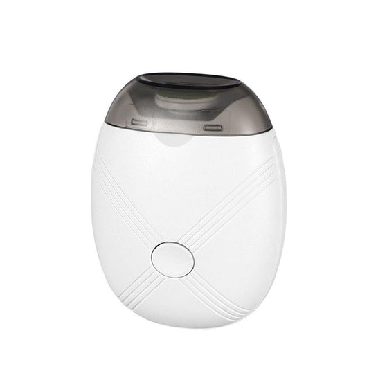 Electric nail grinder, white body with dark top and circular button