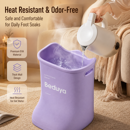 EVA Foot Soaking Bucket with Massage Bottom, Deep Calf Foot Bath Tub for Home Spa, Insulated Warm Foot Soak Basin with Handles, Lightweight Portable Foot Spa Bucket for Adults (Lavender Purple)