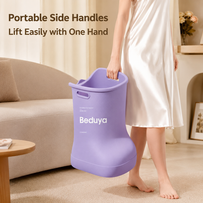 EVA Foot Soaking Bucket with Massage Bottom, Deep Calf Foot Bath Tub for Home Spa, Insulated Warm Foot Soak Basin with Handles, Lightweight Portable Foot Spa Bucket for Adults (Pink)