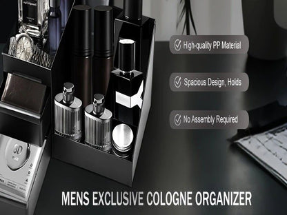 Black Mens Wash Bag & Vanity Organiser | 2 Drawer Acrylic Bathroom Storage for Grooming & Skincare