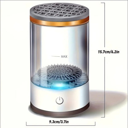 Makeup brush cleaning and drying machine, equipped with a rapid drying system and compact design, suitable for home use and travel. It is an ideal gift for women and for beauty tool care.