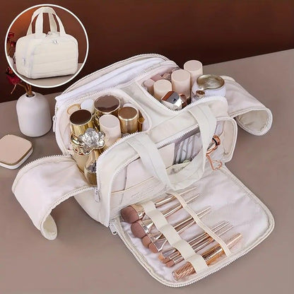 Travel Toiletry & Makeup Bag – Large Capacity Organiser Wash Bag with Compartments(PINK)