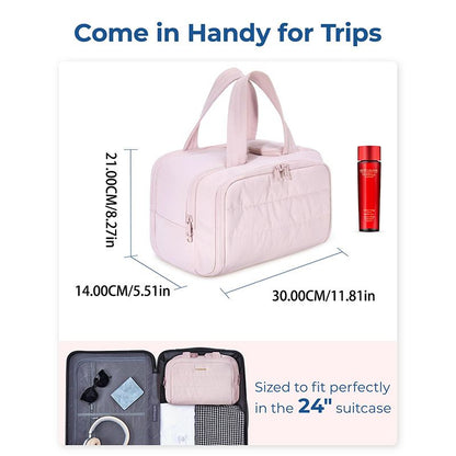 Travel Toiletry & Makeup Bag – Large Capacity Organiser Wash Bag with Compartments(PINK)