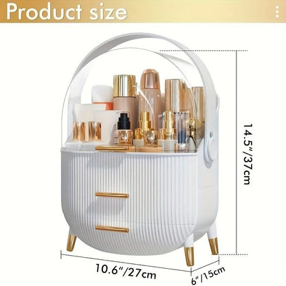 Transparent Flip-top Cosmetic Storage Box: Dustproof, Waterproof, Multi-layer Drawer Organizer, Portable Storage Essential for Desktop and Bathroom.Dark green