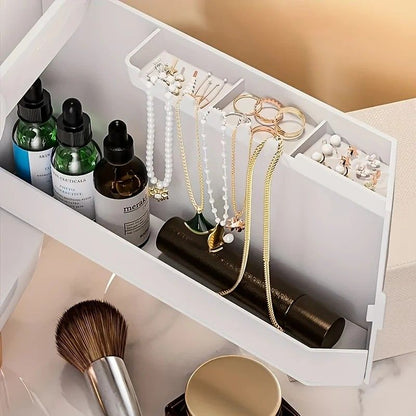 BLACK Luxury Transparent Flip-top Cosmetic Organizer, Large Capacity with Smart Compartments, Dustproof & Silent Drawers, Essential for a Neat Vanity.