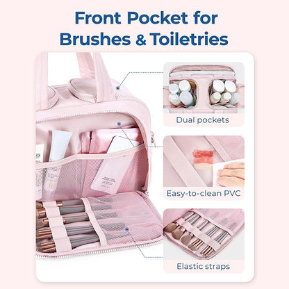 Travel Toiletry & Makeup Bag – Large Capacity Organiser Wash Bag with Compartments(black)