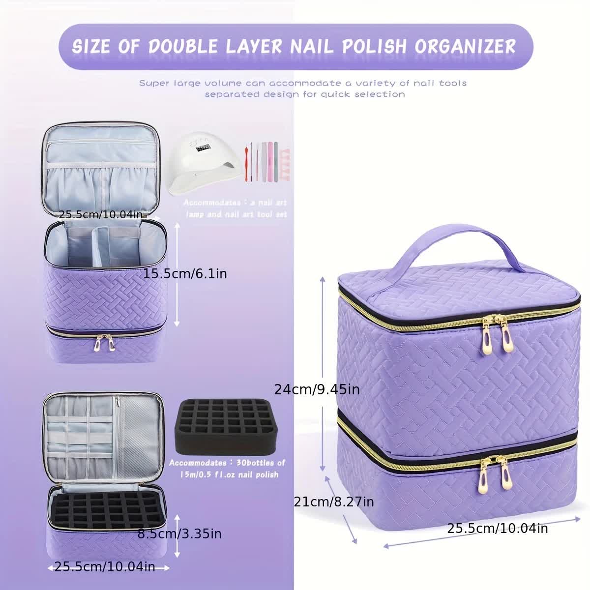 purple  Double‑layer woven storage, scientifically organized with large capacity—Professional Nail Tool Carry‑on Bag, keeping tools perfectly ordered.