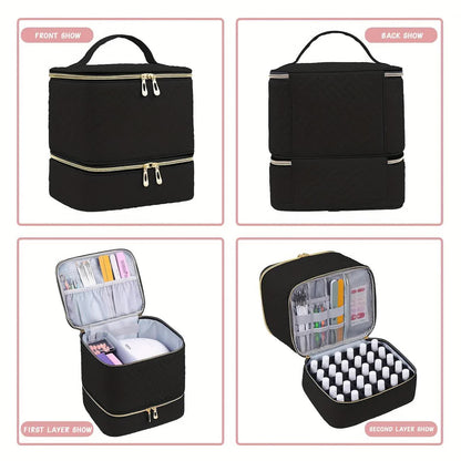 BLUE Double‑layer woven storage, scientifically organized with large capacity—Professional Nail Tool Carry‑on Bag, keeping tools perfectly ordered.