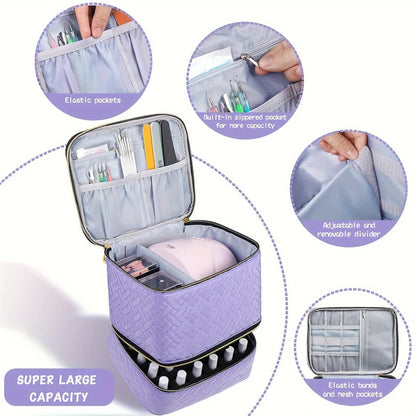 BLACK  Double‑layer woven storage, scientifically organized with large capacity—Professional Nail Tool Carry‑on Bag, keeping tools perfectly ordered.