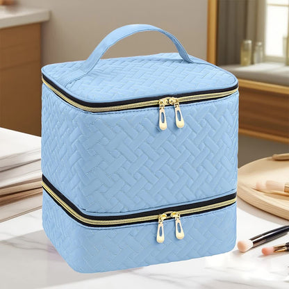 BLACK  Double‑layer woven storage, scientifically organized with large capacity—Professional Nail Tool Carry‑on Bag, keeping tools perfectly ordered.