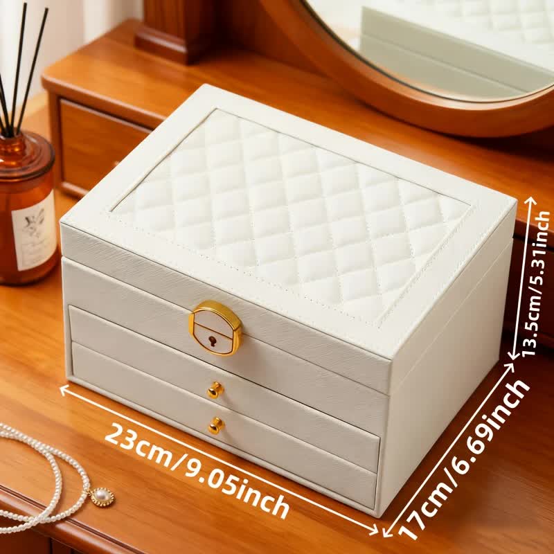 BLACK Multi - layer Jewelry Storage Box: Velvet Lining, Three - layer Zoning, Double - drawer Storage for Accessories