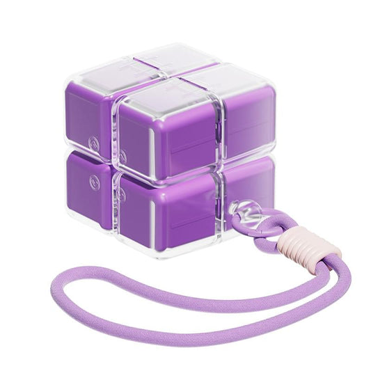 Purple 7-day medicine pill box with latch and hinged lid, 8 compartments