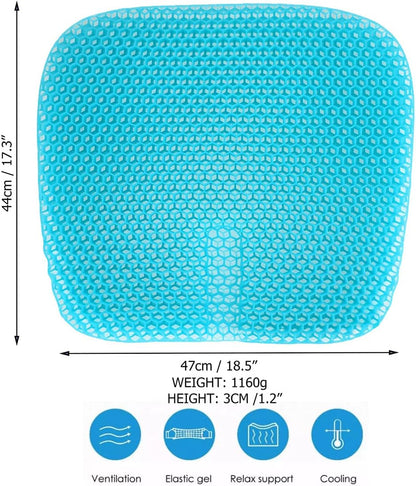 Gel Seat Cushion for Long-Term Sitting, Gel Cushions for Pressure Relief, Double Thick Gel Cushion for Sitting, Seat Cushions for Office Chairs with