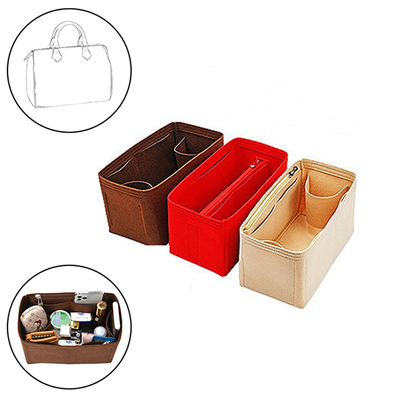 Bag Organizer Felt Fabric Insert 25 30 35 Makeup Handbag Khaki StyleC A