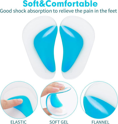 Pairs Orthopedic Gel Insoles for Arch Support, Orthopedic Silicone Arch Support, Plantar Fasciitis Gel Shoes