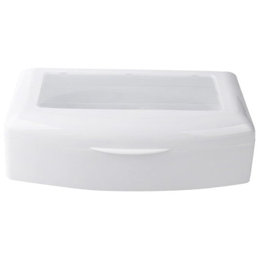 White nail sterilizer tray box with hinged lid, closed