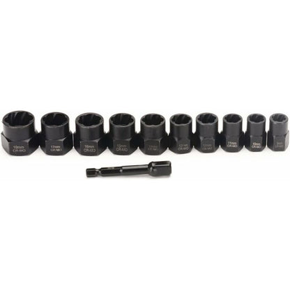 11-piece 9.5mm Bolt Impact Tool Set with Toolbox