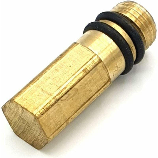 Brass blind plug with two black ring gaskets, straight threaded body