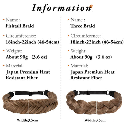 1pc Synthetic Braiding Hair with Adjustable Belt Braided Bohemian Style Women Hairstyle 10 10 Athree strand braid