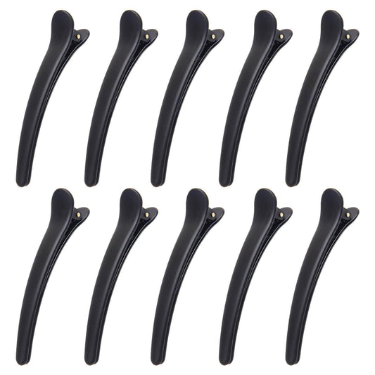 Set of 10 black hair clips with gold-tone screw accents
