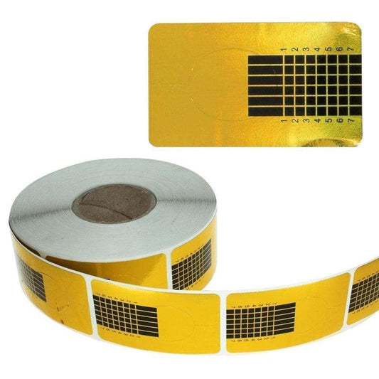 Gold nail template tape with grid and size numbers