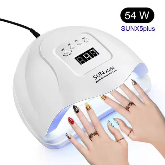 White 54W UV LED nail lamp with digital display and control buttons