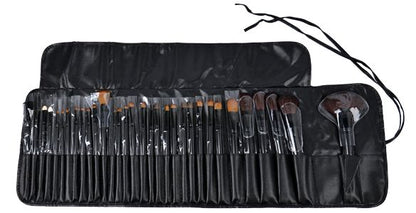 32pcs Professional Makeup Brushes, Genuine Goat Hair, Leather Case, Black