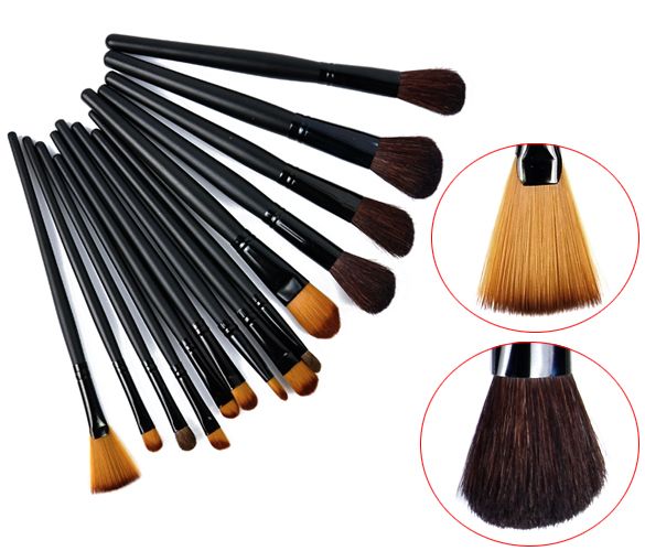 32pcs Professional Makeup Brushes, Genuine Goat Hair, Leather Case, Black