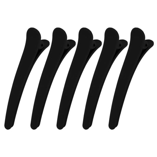 Black hair clips, curved snap style with spring hinge