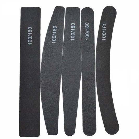 Black double-sided nail files with 100/180 grit, set of 5