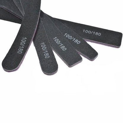 5pcs double-sided nail files 100/180 grit, black