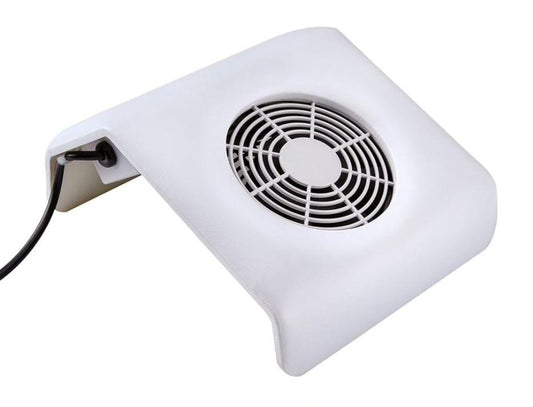 White manicure dust collector with vent fan and power cord
