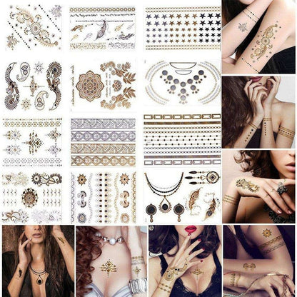 3pcs Metallic Tattoo Gold Silver Multicolor Flash Tattoo