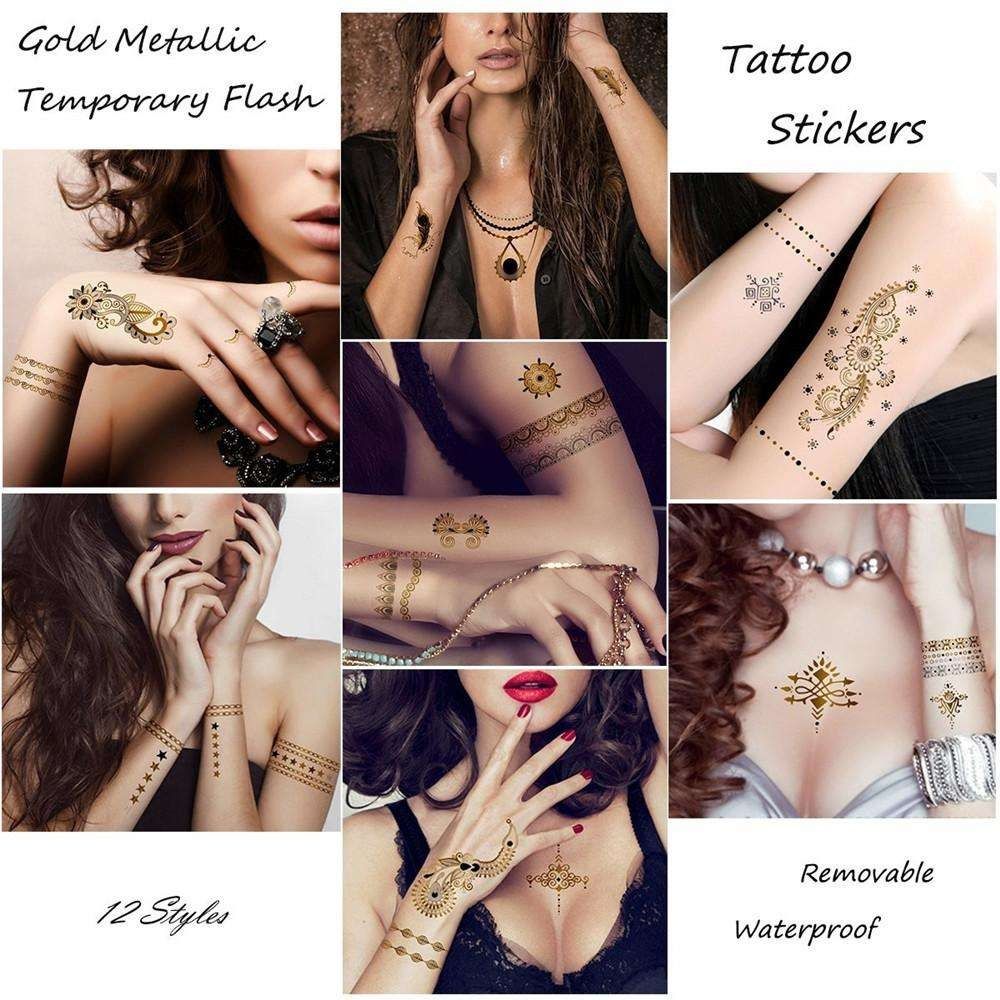 3pcs Metallic Tattoo Gold Silver Multicolor Flash Tattoo