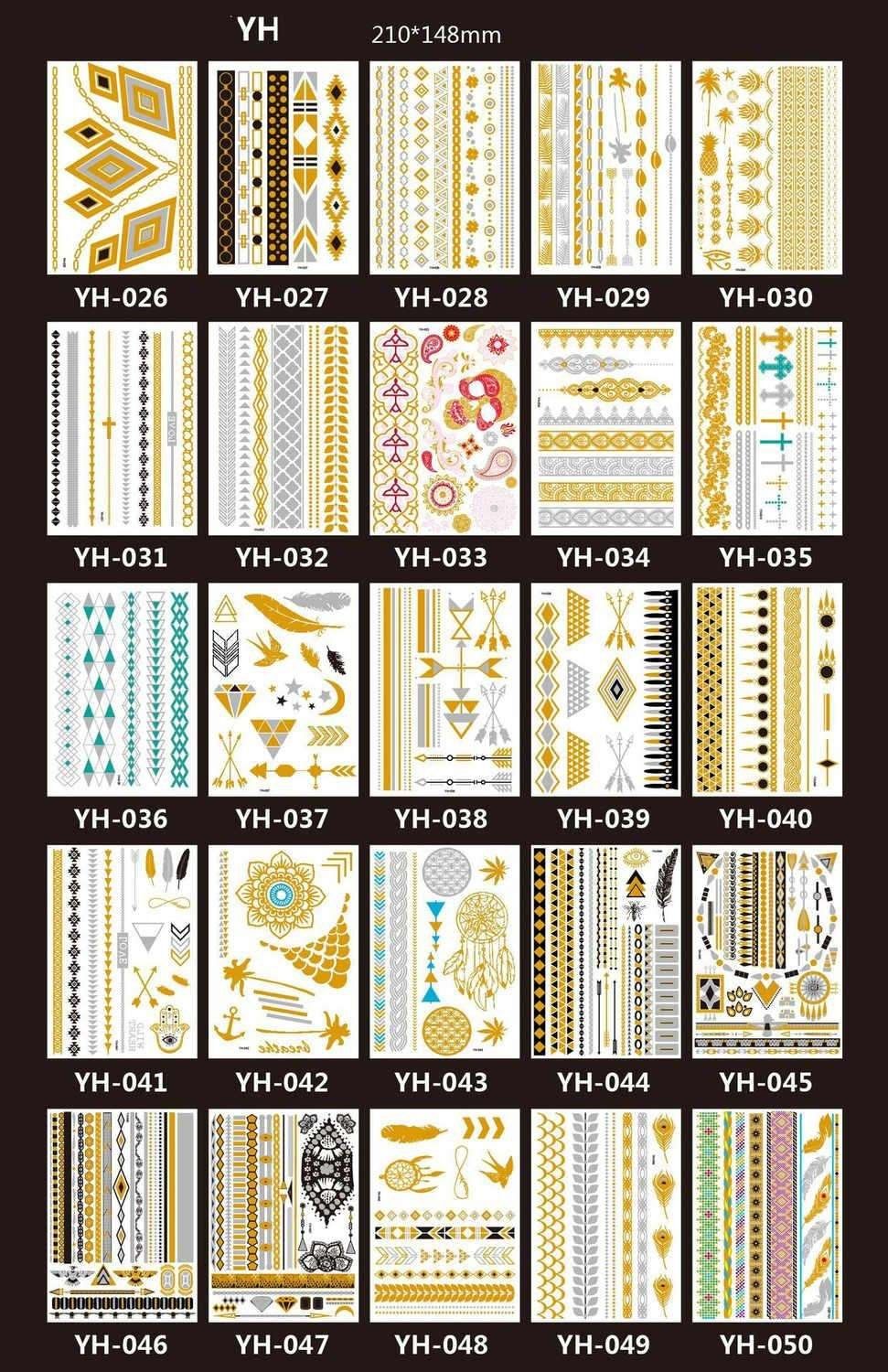 3pcs Metallic Tattoo Gold Silver Multicolor Flash Tattoo