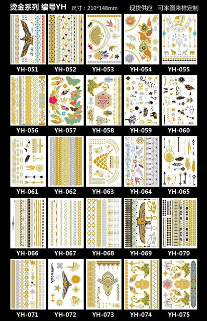 3pcs Metallic Tattoo Gold Silver Multicolor Flash Tattoo