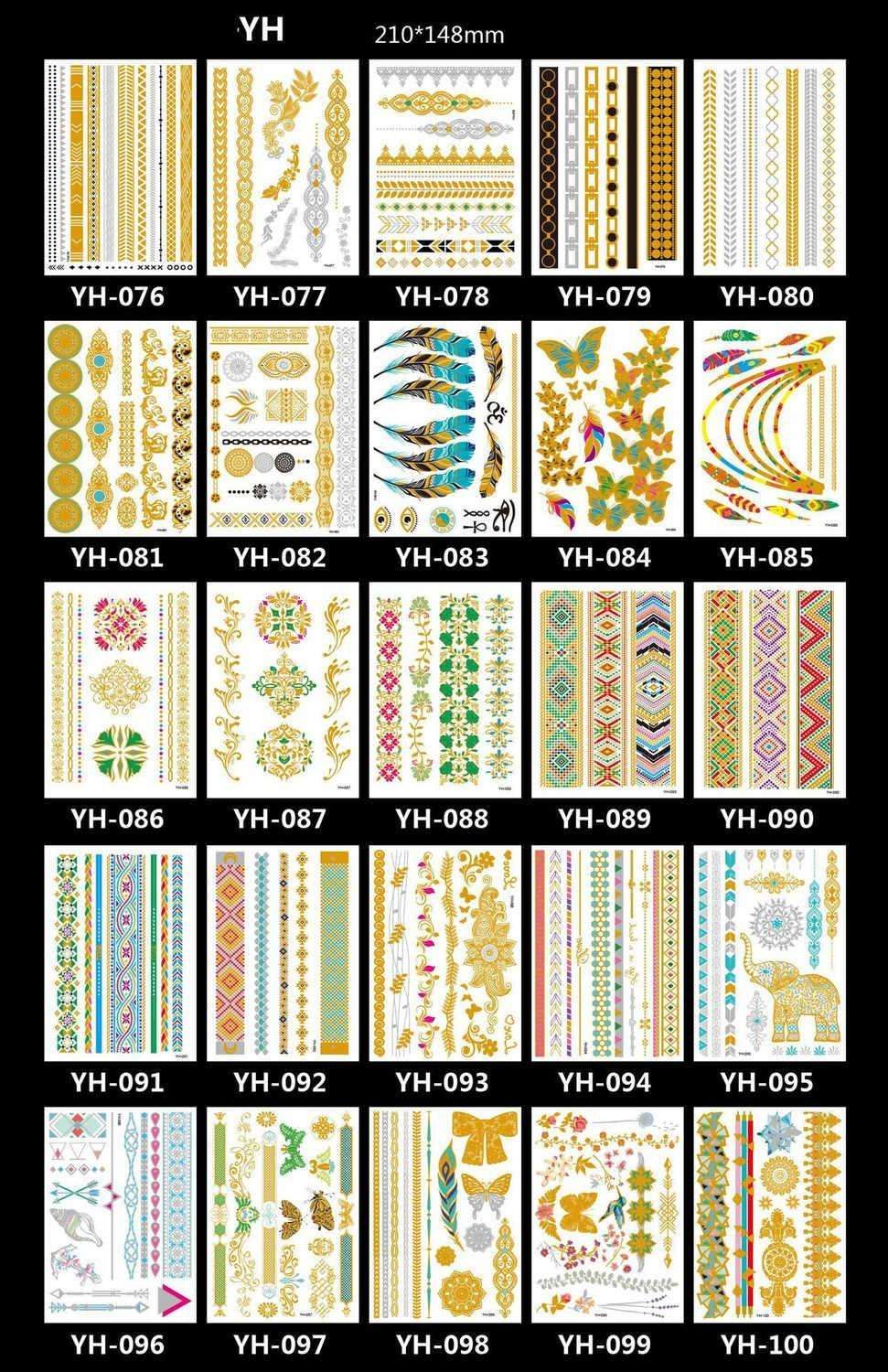 3pcs Metallic Tattoo Gold Silver Multicolor Flash Tattoo