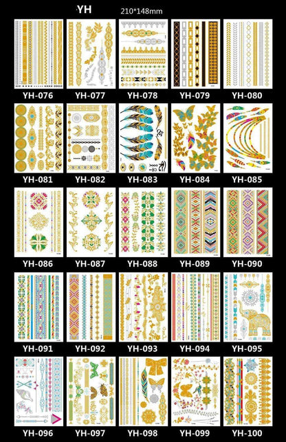 3pcs Metallic Tattoo Gold Silver Multicolor Flash Tattoo