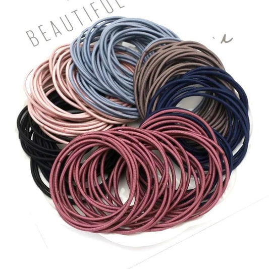 Pink, blue, brown and dark hair elastic ties bundle