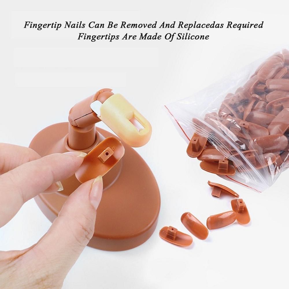 Practice Finger with Tips Nail Training Finger, Brown