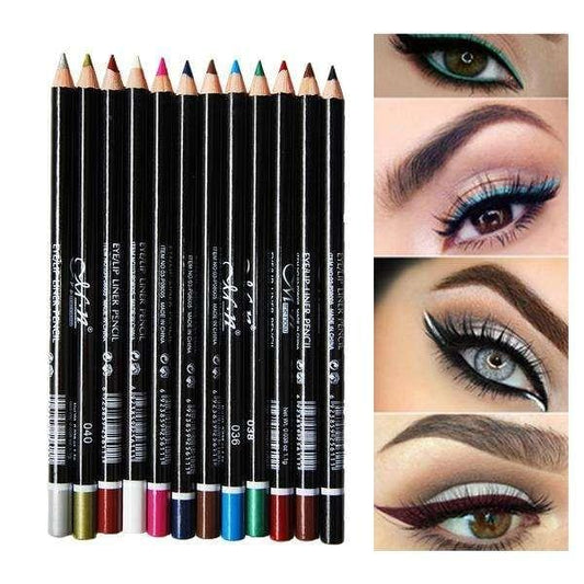Multi-color eyeliner and lip liner pencil set with varied tip shades