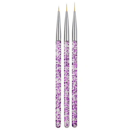 3pcs Nail Art Brushes, Pink
