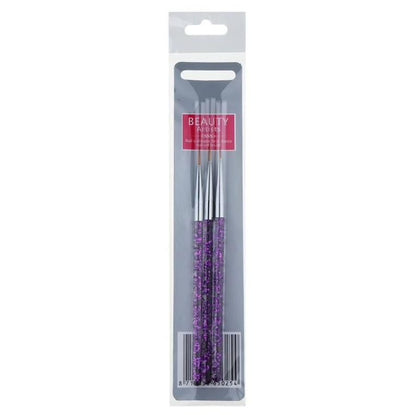 3pcs Nail Art Brushes, Pink