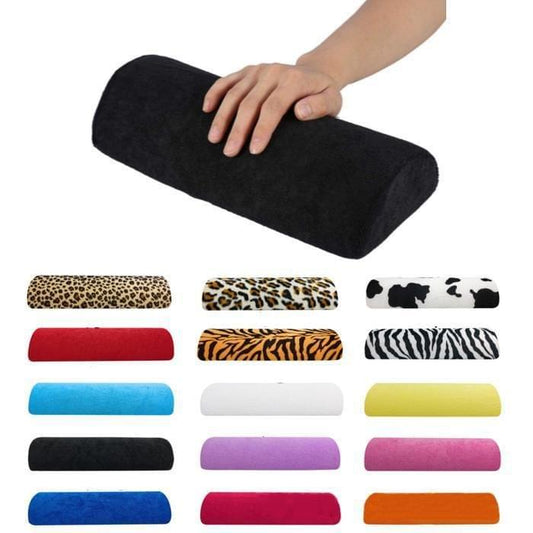 Black nail cushion wrist support for manicure, plush foam cylinder